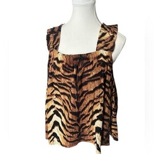 Eb & Ive, NZ designer, linen & rayon flowy top, summer, tiger print, NEW M/L